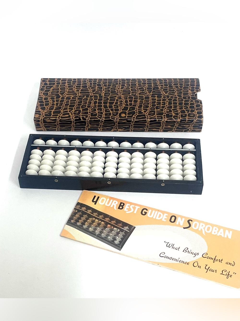 Vintage Nanjo & Co Sun Brand Japanese Soroban Abacus w/ Box & Guide - 13 Column